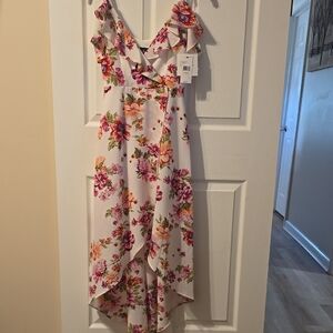 By&By high low dress with off the shoulder cap sleeve